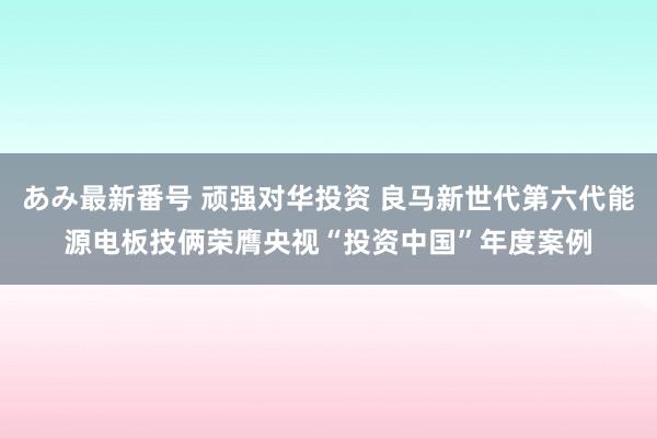 あみ最新番号 顽强对华投资 良马新世代第六代能源电板技俩荣膺央视“投资中国”年度案例