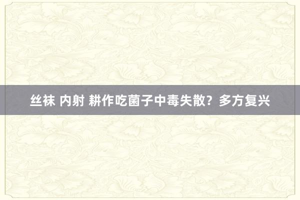 丝袜 内射 耕作吃菌子中毒失散？多方复兴