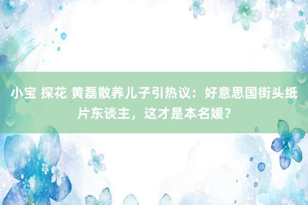 小宝 探花 黄磊散养儿子引热议：好意思国街头纸片东谈主，这才是本名媛？