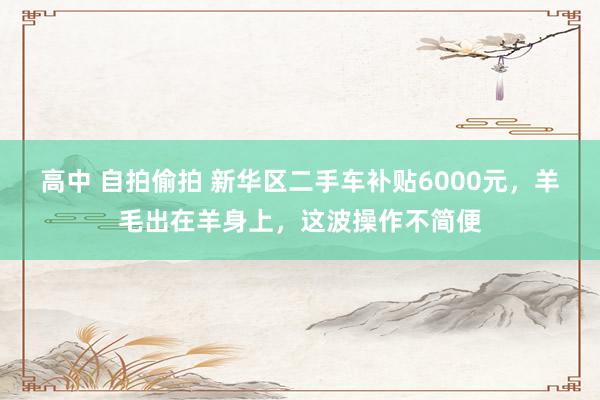 高中 自拍偷拍 新华区二手车补贴6000元，羊毛出在羊身上，这波操作不简便