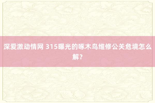 深爱激动情网 315曝光的啄木鸟维修公关危境怎么解？