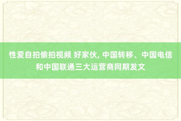 性爱自拍偷拍视频 好家伙, 中国转移、中国电信和中国联通三大运营商同期发文