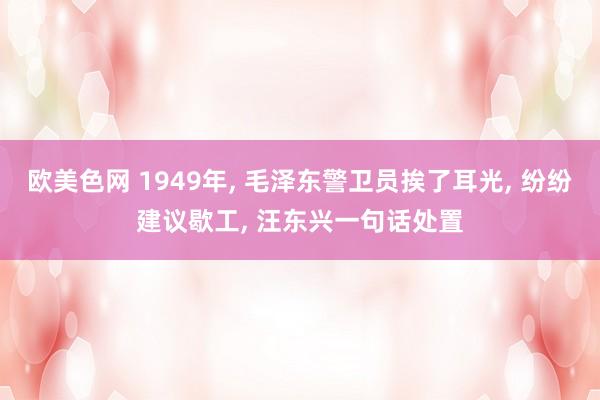 欧美色网 1949年, 毛泽东警卫员挨了耳光, 纷纷建议歇工, 汪东兴一句话处置